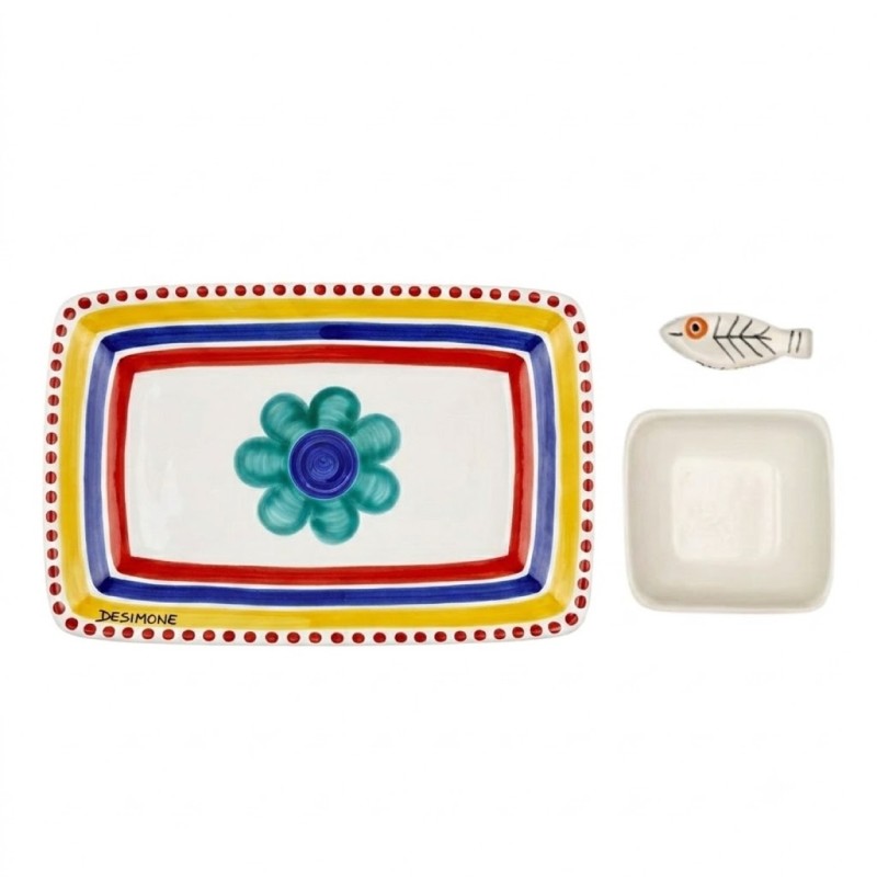 Handmade ceramic sicilian Sushi set Alicudi De Simone Pottery