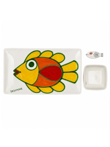 Handmade ceramic sicilian Sushi set Panarea De Simone Pottery