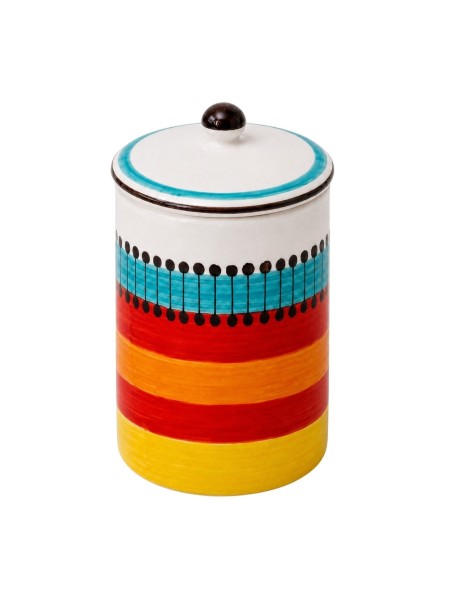 Handmade sicilian ceramic container with lid Pantelleria de simone pottery