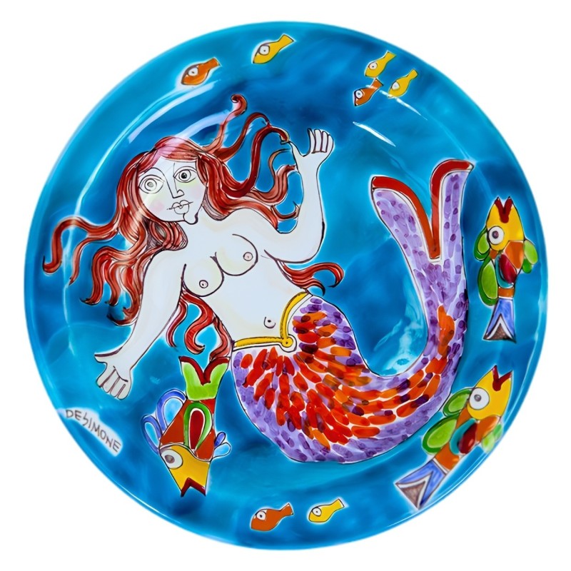 Circular plate DS 25 cm Mermaid PT25DS-03 Ceramiche De Simone