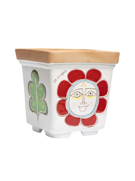 Vaso Porta Pianta Folk sole ceramiche artigianali de simone