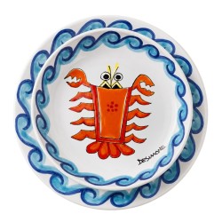 Round plate Folk Lobster De Simone Sicilian Pottery