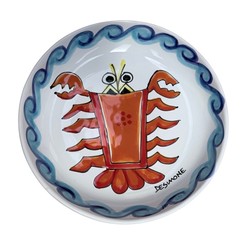 Piatto tondo Folk Aragosta Ceramiche siciliane artigianali De Simone