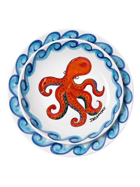 Piatto tondo Folk Piatto tondo Folk Polpo Ceramiche De Simone