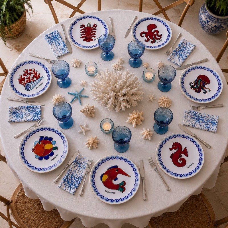 Mise en place Folk Mare Ceramiche De Simone