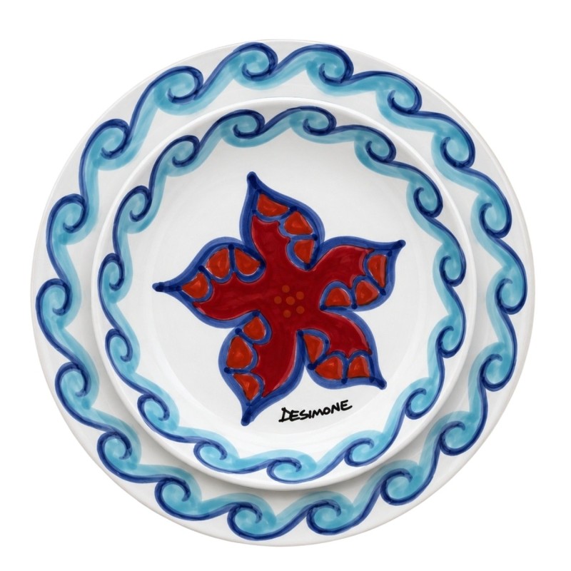 Piatto tondo Folk Stella Marina Ceramiche De Simone