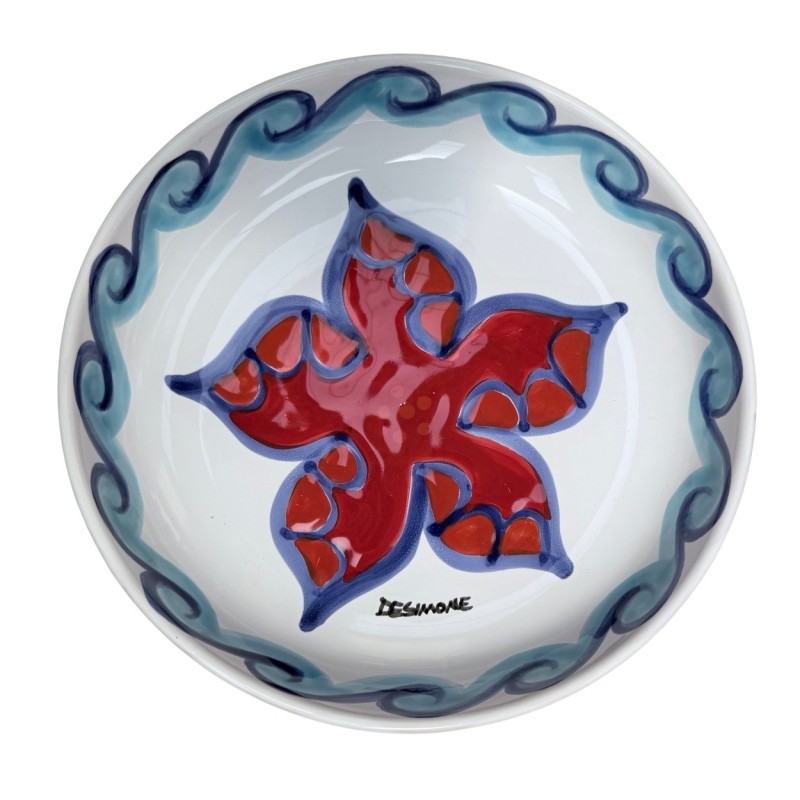 Round plate Folk Starfish De Simone handmade Sicilian Pottery