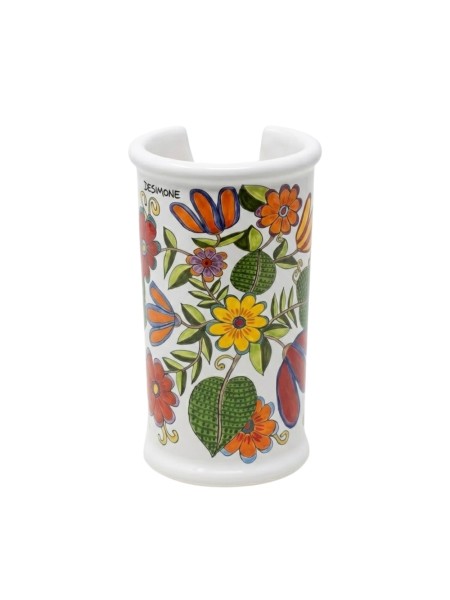 Portabicchieri artigianale DS Floreale ceramiche de simone
