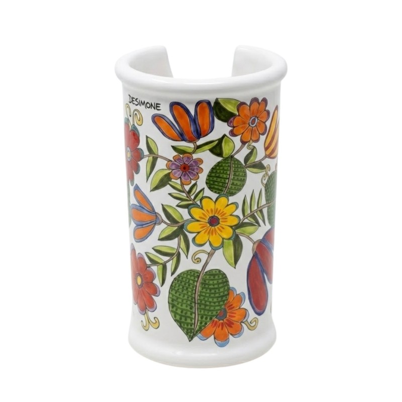 Portabicchieri artigianale DS Floreale ceramiche de simone