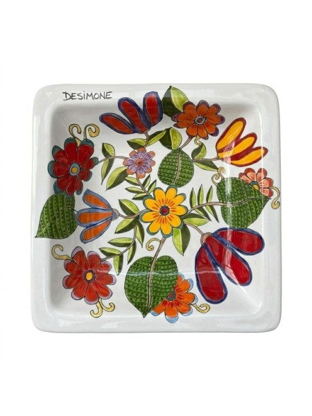 Piatto quadrato artigianale DS Floreale ceramiche de simone
