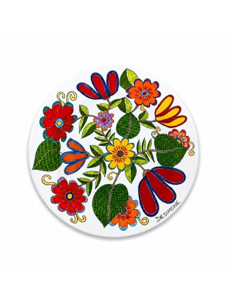 Sicilian ceramic handmade trivet DS Floral de simone pottery