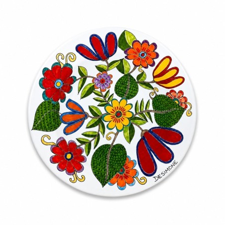 Sicilian ceramic handmade trivet DS Floral de simone pottery