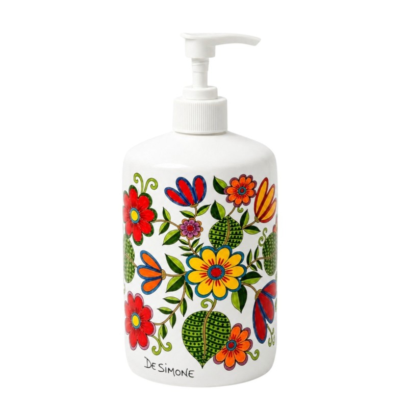 Dispenser Sapone in ceramica Floreale Ceramiche De Simone