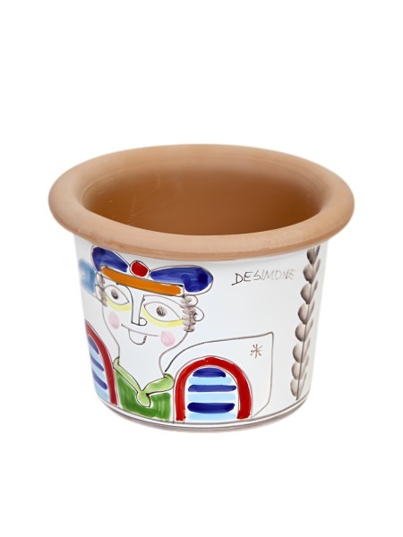 Round Cachepot Sailor de simone sicilian handmade pottery Folk VSPT819FK-2