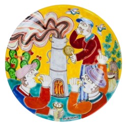 Decorative circular plate DS 30 cm Cooking chestnuts