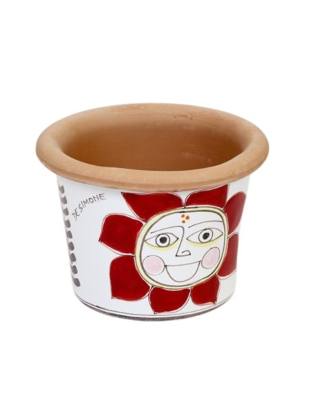 Round plant cachepot Folk Sun ceramiche de simone pottery VSPT819FK