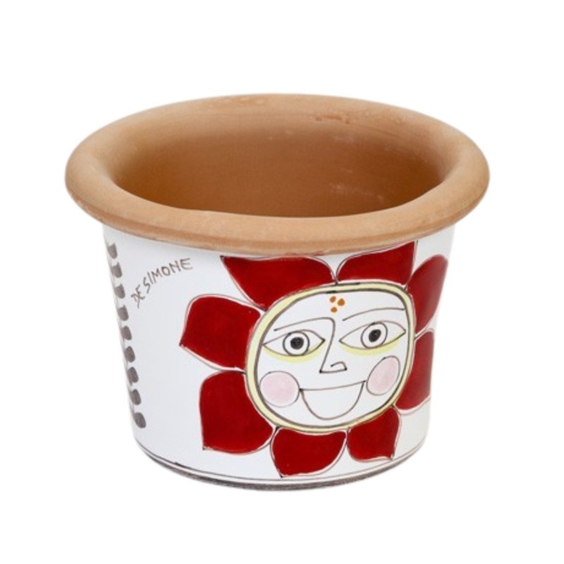 Round plant cachepot Folk Sun ceramiche de simone pottery VSPT819FK