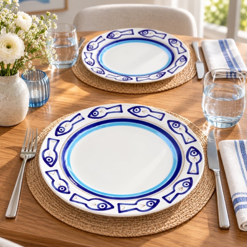 Piatto tondo Corfù Ceramiche De Simone artigianali siciliane