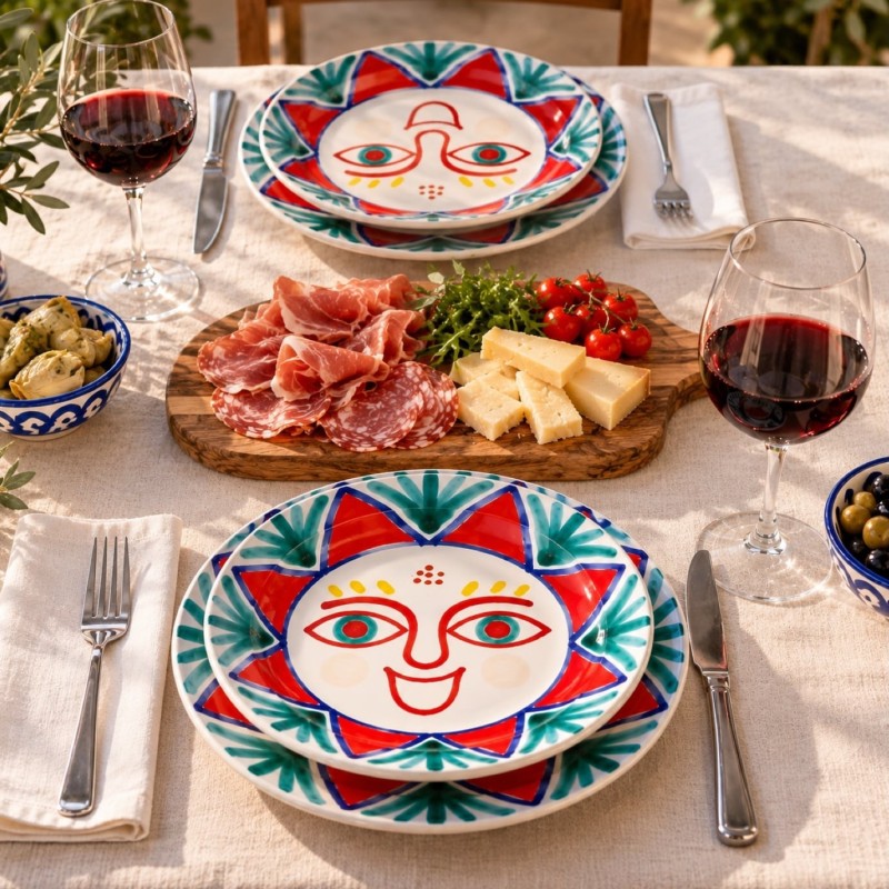Round plate Salina De simone handmade sicilian pottery