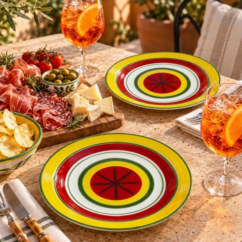 Round plate Procida De simone handmade sicilian pottery