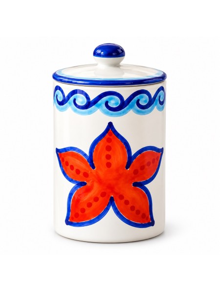 Handmade sicilian ceramic container with lid Maestrale de simone pottery