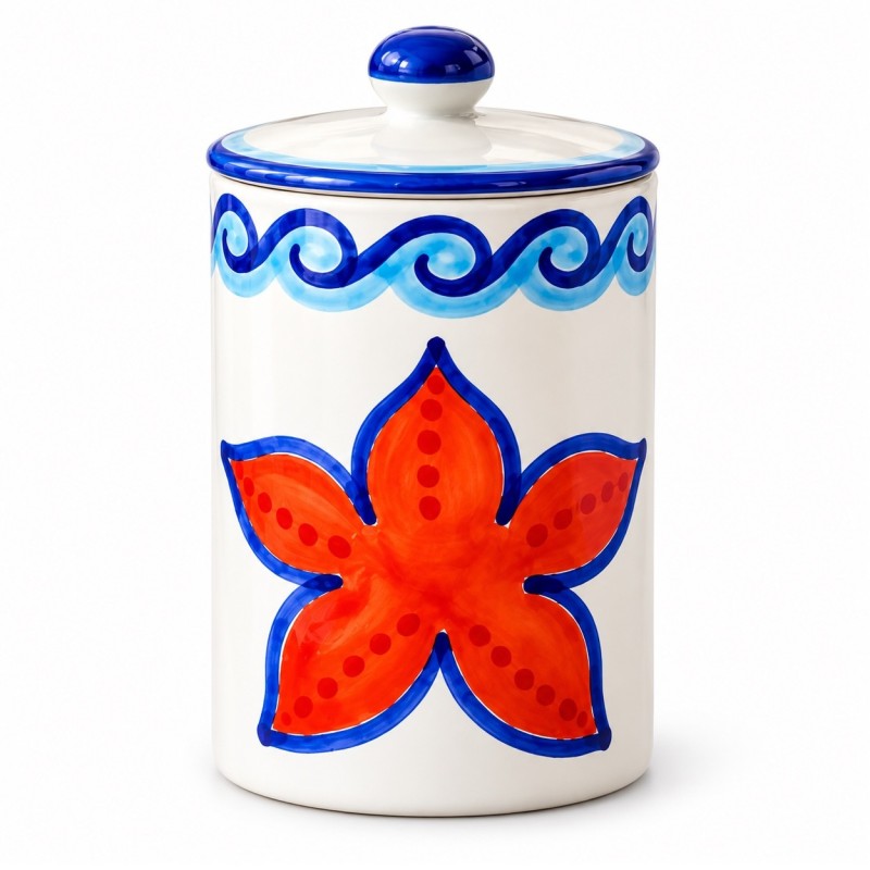 Handmade sicilian ceramic container with lid Maestrale de simone pottery