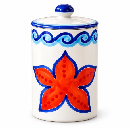 Handmade sicilian ceramic container with lid Maestrale de simone pottery