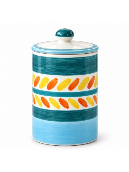 Handmade sicilian ceramic container with lid Segesta de simone pottery