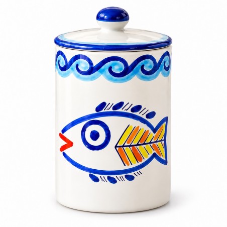 Handmade sicilian ceramic container with lid Levante de simone pottery