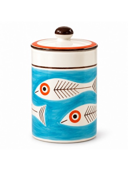 Handmade sicilian ceramic container with lid Itaca de simone pottery