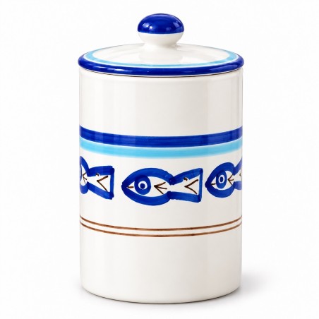 Handmade sicilian ceramic container with lid Corfù de simone pottery