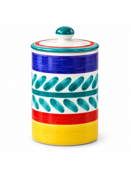 Handmade sicilian ceramic container with lid Selinunte de simone pottery