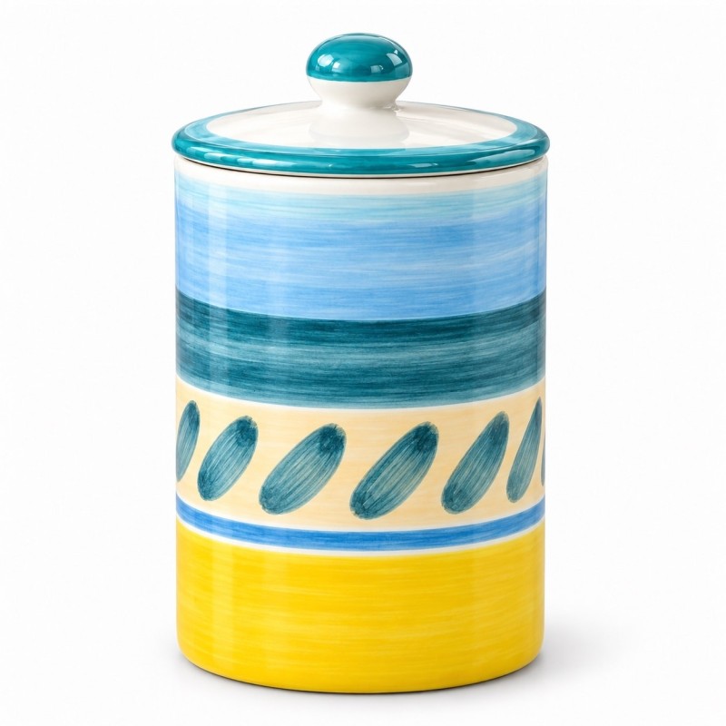 Handmade sicilian ceramic container with lid Naxos de simone pottery