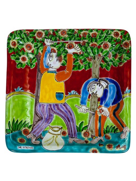 Piatto Quadrato 24x24 DS Raccolta delle castagne