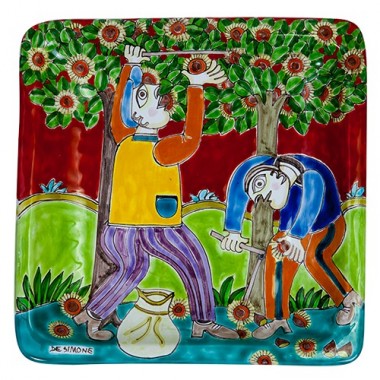 Piatto Quadrato 24x24 DS Raccolta delle castagne