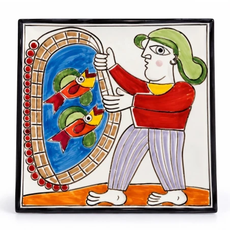Piastrella Folk Pescatore Ceramiche De Simone PI297FK-09G