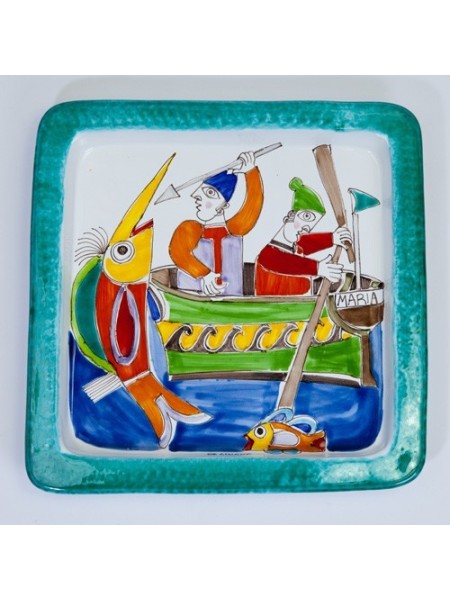 Piatto Quadrato Folk PQ28FK Pescatori