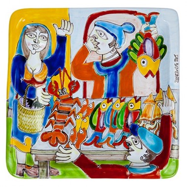 Piatto Quadrato 24x24 DS 21 Pescivendolo