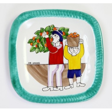 Rounded Plate Folk Oranges Harvesting PQTFK-9