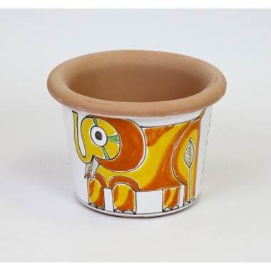 Round Cachepot Elephant de simone pottery Folk VSPT819FK-3