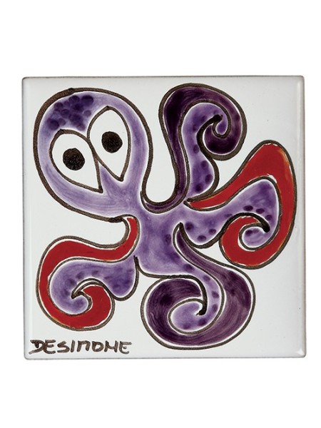 Decorative Tile Octopus Folk TZT685FK-03 De Simone Pottery