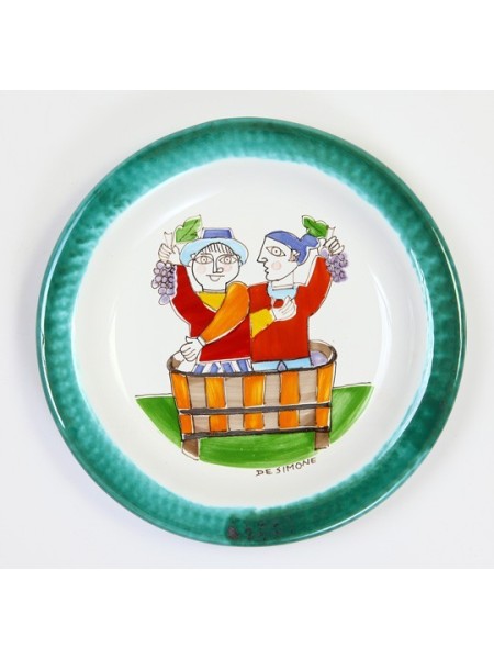 Piatto Tondo fatto a mano ceramiche de simone Vendemmia Folk PTFK-1