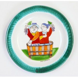Piatto Tondo fatto a mano ceramiche de simone Vendemmia Folk PTFK-1