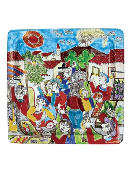 Sicilian ceramic Squared Plate DS 37x37 desimone pottery Market PQ37DS-5