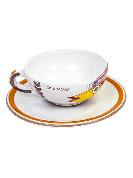 Tazza da tè con piattino Pesce TZ71FK ceramiche de simone