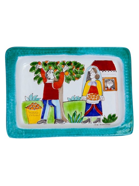 Vassoio rettangolare Folk Raccolta delle Arance VSS40FK4