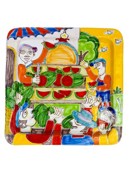Squared Plate DS 28x28 Watermelon Seller