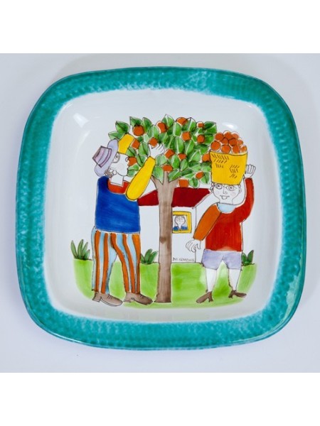 Rounded plate Folk Orange Harvesting PQT34FK1