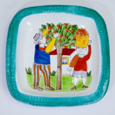 Rounded plate Folk Orange Harvesting PQT34FK1