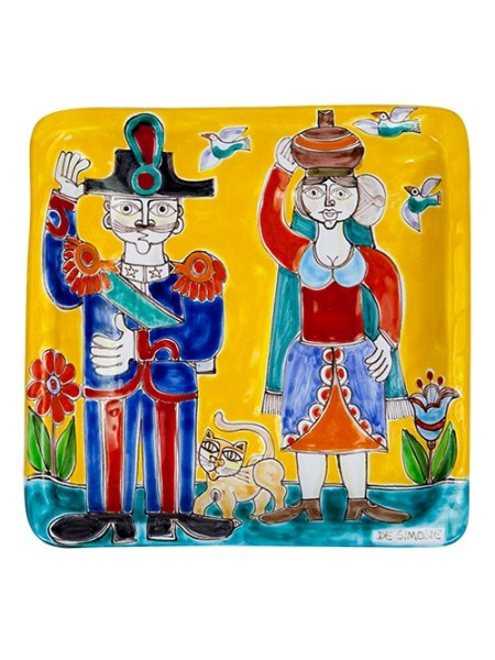 Squared Plate 24x24 DS 29 carabiniere with woman